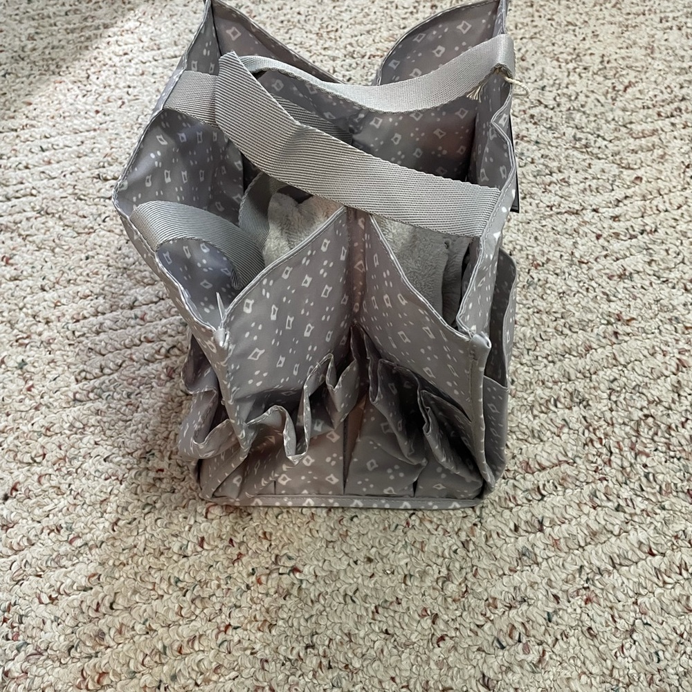 Pottery Barn Bath Beauty Bin. Gray/White Pattern View 3